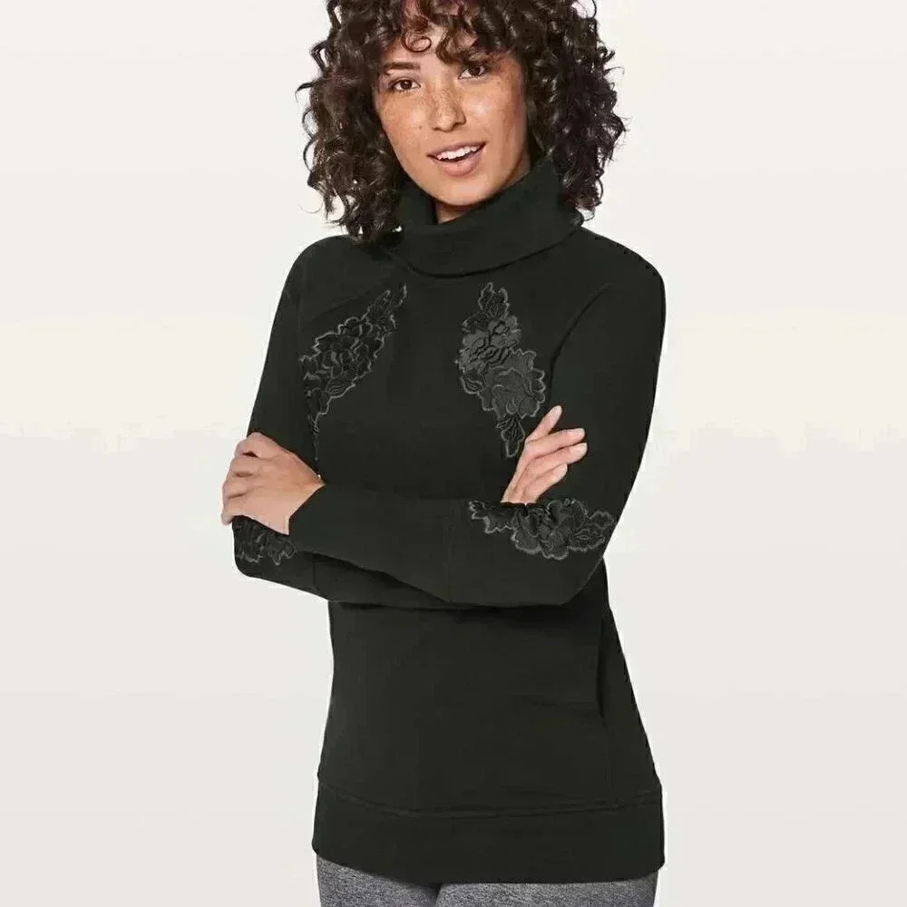 Lululemon Embroidered To You Tunic black pullover long  sleeve pullover hoodie 4
